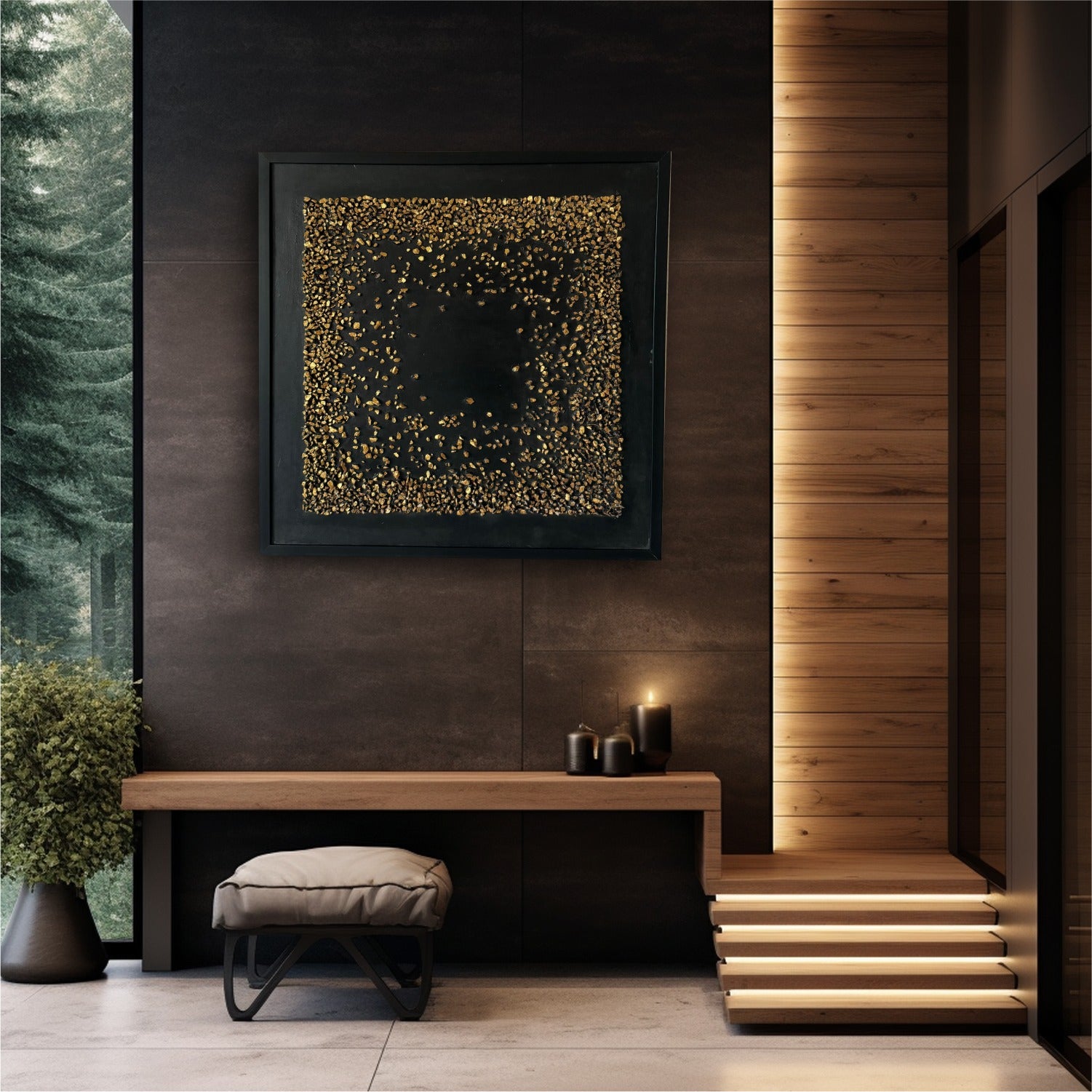 Golden Spark Mosaic Wall Piece - Handcrafted Luxe Décor for Country Home Decor